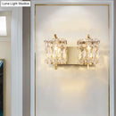 GobekUsa Modern Crystal Rectangle Wall Light with 1/2/3 Lights - Flush Mount Wall Sconce in Chrome/Gold for Living Room
