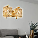 GobekUsa Modern Crystal Rectangle Wall Light with 1/2/3 Lights - Flush Mount Wall Sconce in Chrome/Gold for Living Room