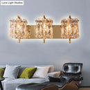 GobekUsa Modern Crystal Rectangle Wall Light with 1/2/3 Lights - Flush Mount Wall Sconce in Chrome/Gold for Living Room
