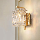GobekUsa Modern Crystal Rectangle Wall Light with 1/2/3 Lights - Flush Mount Wall Sconce in Chrome/Gold for Living Room
