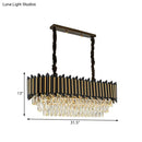 GobekUsa Modern Crystal Rod Black-Gold Island Hanging Lamp with Layered Elliptical Shades - 8 Lights