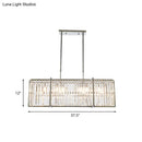 GobekUsa Modern Crystal Rod Island Pendant – Rectangular with 5 Lights, Chrome Finish