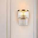 GobekUsa Modern Crystal Rod Tiered Sconce Light - 2/3 Lights, Gold Wall Mounted - Dining Room Lighting
