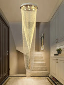GobekUsa Crystal Rotating Chandelier for Duplex Villa Living Room, Modern Loft Design