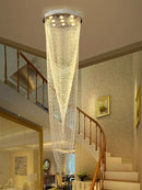 GobekUsa Crystal Rotating Chandelier for Duplex Villa Living Room, Modern Loft Design