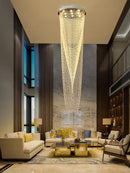 GobekUsa Crystal Rotating Chandelier for Duplex Villa Living Room, Modern Loft Design