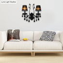 GobekUsa Modern Crystal Sconce in Polished Black: 1/2-Light Cone Wall Mount with Optional Shade for Living Room