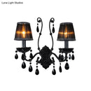 GobekUsa Modern Crystal Sconce in Polished Black: 1/2-Light Cone Wall Mount with Optional Shade for Living Room