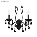 GobekUsa Modern Crystal Sconce in Polished Black: 1/2-Light Cone Wall Mount with Optional Shade for Living Room