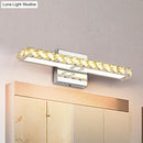 GobekUsa Modern Crystal Vanity Light: Silver/Champagne Linear Wall Sconce with 1 Light in Warm/White for Bathroom