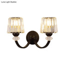GobekUsa Modern Crystal Wall Lamp: Clear Barrel with Curved Arm in Black/Gold - 1/2-Light Wall Mounted Lighting