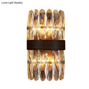 GobekUsa Modern Crystal Wall Sconce Light - Black Cylinder Block Fixture (2/4 Lights)