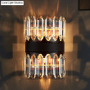 GobekUsa Modern Crystal Wall Sconce Light - Black Cylinder Block Fixture (2/4 Lights)