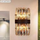 GobekUsa Modern Crystal Wall Sconce Light - Black Cylinder Block Fixture (2/4 Lights)
