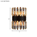 GobekUsa Modern Crystal Wall Sconce Light - Black Cylinder Block Fixture (2/4 Lights)
