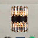GobekUsa Modern Crystal Wall Sconce Light - Black Cylinder Block Fixture (2/4 Lights)