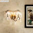 GobekUsa Modern Crystal Wall Sconce Light with Bent Arm - 2 Lights, Brass Finish - Perfect for Bedroom