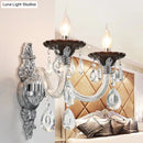 GobekUsa Modern Crystal Wall Sconce with Silver Candle Design - Ideal for Bedroom Lighting