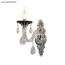 GobekUsa Modern Crystal Wall Sconce with Silver Candle Design - Ideal for Bedroom Lighting