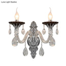 GobekUsa Modern Crystal Wall Sconce with Silver Candle Design - Ideal for Bedroom Lighting
