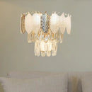 GobekUsa Modern Crystal Wall Sconce with Tapered Design, Golden Accents, and Acrylic Leaves