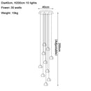 GobekUsa Crystal Water Droplet Chandelier: Modern LED Staircase Pendant Light - Luxury Ball Hanging Lamp