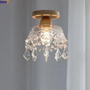 GobekUsa Crystal Wood LED Ceiling Lamp Clear Glass Modern Indoor Lighting