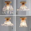 GobekUsa Crystal Wood LED Ceiling Lamp Clear Glass Modern Indoor Lighting
