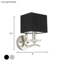GobekUsa Modern Cube Bedside Wall Lamp - Fabric Single Light Sconce in Grey/Black with Crystal Accent