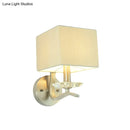 GobekUsa Modern Cube Bedside Wall Lamp - Fabric Single Light Sconce in Grey/Black with Crystal Accent