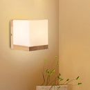 GobekUsa Nordic Style Cube Shaped Sconce Lighting with White Glass Shade - 1-Light Bedside Wall Fixture