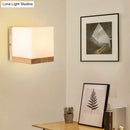 GobekUsa Nordic Style Cube Shaped Sconce Lighting with White Glass Shade - 1-Light Bedside Wall Fixture