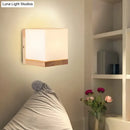 GobekUsa Nordic Style Cube Shaped Sconce Lighting with White Glass Shade - 1-Light Bedside Wall Fixture