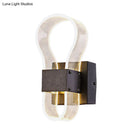 GobekUsa Modern Cuboid Metal LED Wall Lamp with Arc Ring Acrylic Shade in Black – White/Warm Light