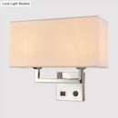 GobekUsa Minimalist Cuboidal Fabric Wall Light Fixture - Beige/White, 2 Lights - Ideal for Living Room
