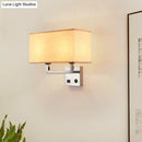 GobekUsa Minimalist Cuboidal Fabric Wall Light Fixture - Beige/White, 2 Lights - Ideal for Living Room