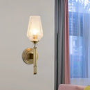 GobekUsa Modern Cup Shaped Sconce with Clear Ribbed Glass - Elegant 1-Head Bedside Wall Light Fixture