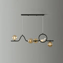GobekUsa Modern Curve Island Ceiling Light with Glass Ball Shade for Dining Room