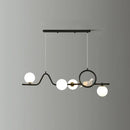 GobekUsa Modern Curve Island Ceiling Light with Glass Ball Shade for Dining Room