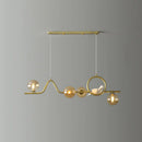 GobekUsa Modern Curve Island Ceiling Light with Glass Ball Shade for Dining Room