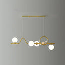 GobekUsa Modern Curve Island Ceiling Light with Glass Ball Shade for Dining Room