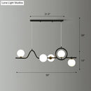 GobekUsa Modern Curve Island Ceiling Light with Glass Ball Shade for Dining Room