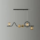 GobekUsa Modern Curve Island Ceiling Light with Glass Ball Shade for Dining Room