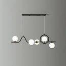 GobekUsa Modern Curve Island Ceiling Light with Glass Ball Shade for Dining Room