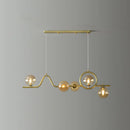 GobekUsa Modern Curve Island Ceiling Light with Glass Ball Shade for Dining Room
