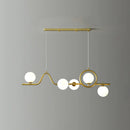 GobekUsa Modern Curve Island Ceiling Light with Glass Ball Shade for Dining Room