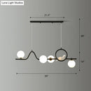 GobekUsa Modern Curve Island Ceiling Light with Glass Ball Shade for Dining Room