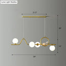 GobekUsa Modern Curve Island Ceiling Light with Glass Ball Shade for Dining Room