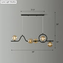 GobekUsa Modern Curve Island Ceiling Light with Glass Ball Shade for Dining Room