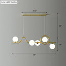 GobekUsa Modern Curve Island Ceiling Light with Glass Ball Shade for Dining Room